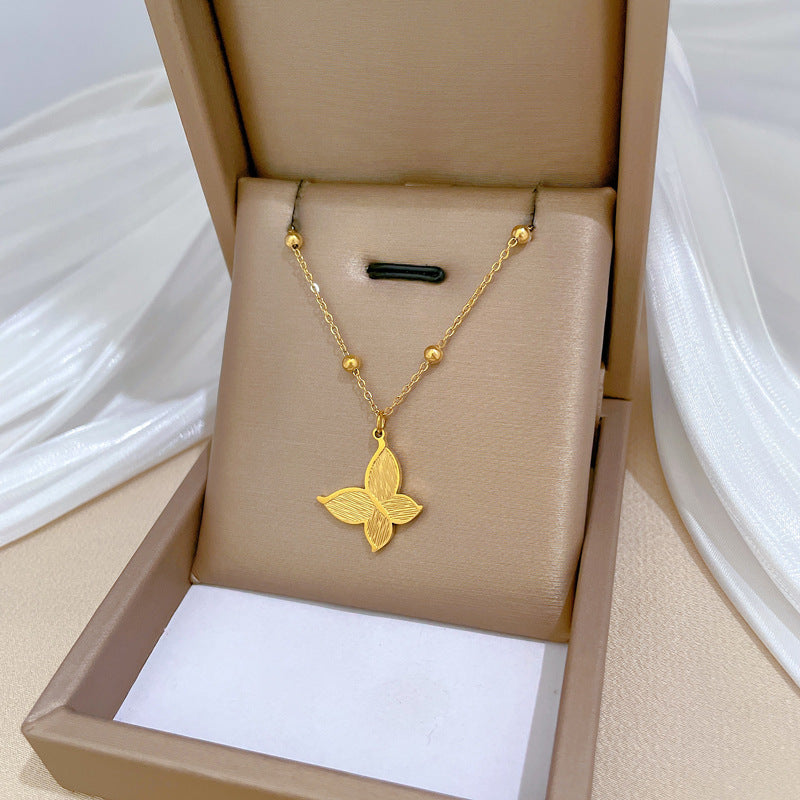 Minimalist Titanium Steel Butterfly Geometric Collar Necklace