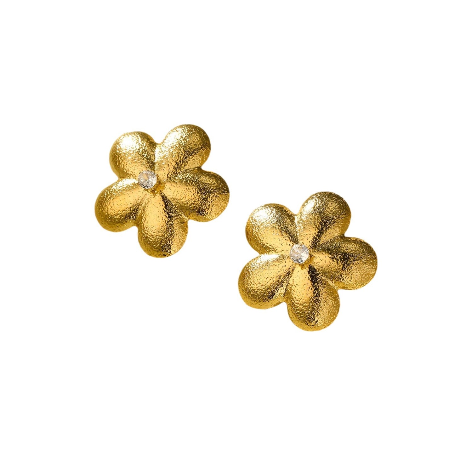 Set Anello e Orecchini in Acciaio Inox Floreale Vintage con Intarsio di Zirconi da Donna