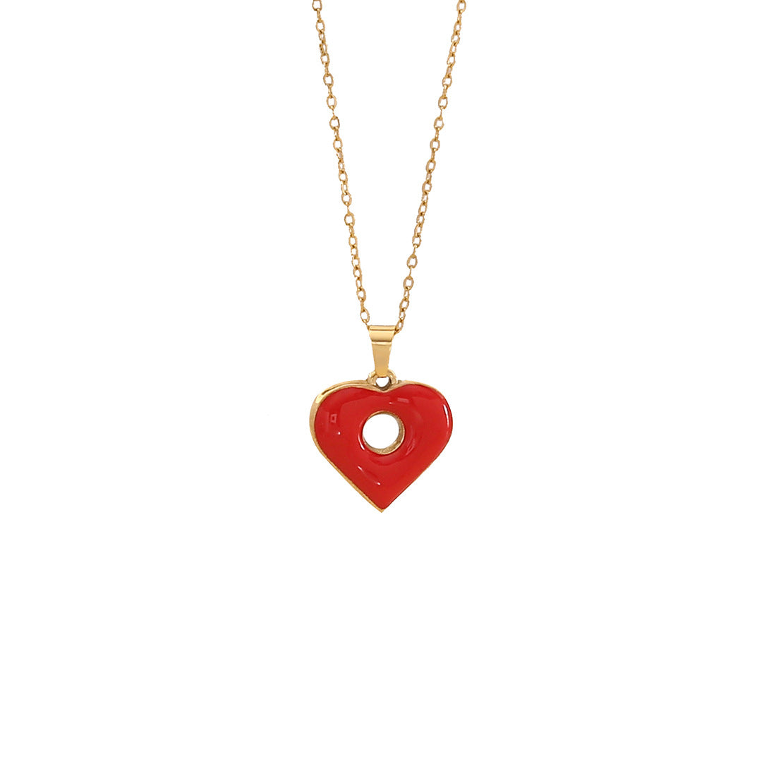Collana con Ciondolo a Cuore in Acciaio Inox alla Moda per Donna con Stile da Ufficio Moderno