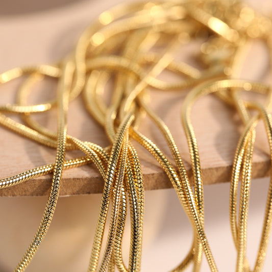Minimalist Round Geometric Titanium Steel Plated Snake Chain Necklace 1.2mm 1.5mm High Color Retention