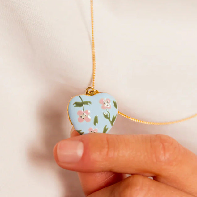 Collana a Cuore Apribile Smaltata Placcata Oro 18K Minimalista da Donna