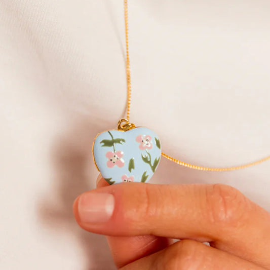 Minimalist 18K Gold Plated Enamel Heart Locket Necklace for Women