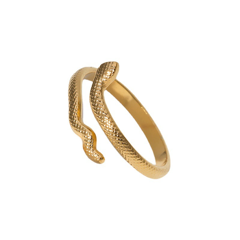 Minimalist Adjustable Snake-Shaped Titanium Steel Ring for Unisex - Electroplated Stainless Steel Statement Index Ring