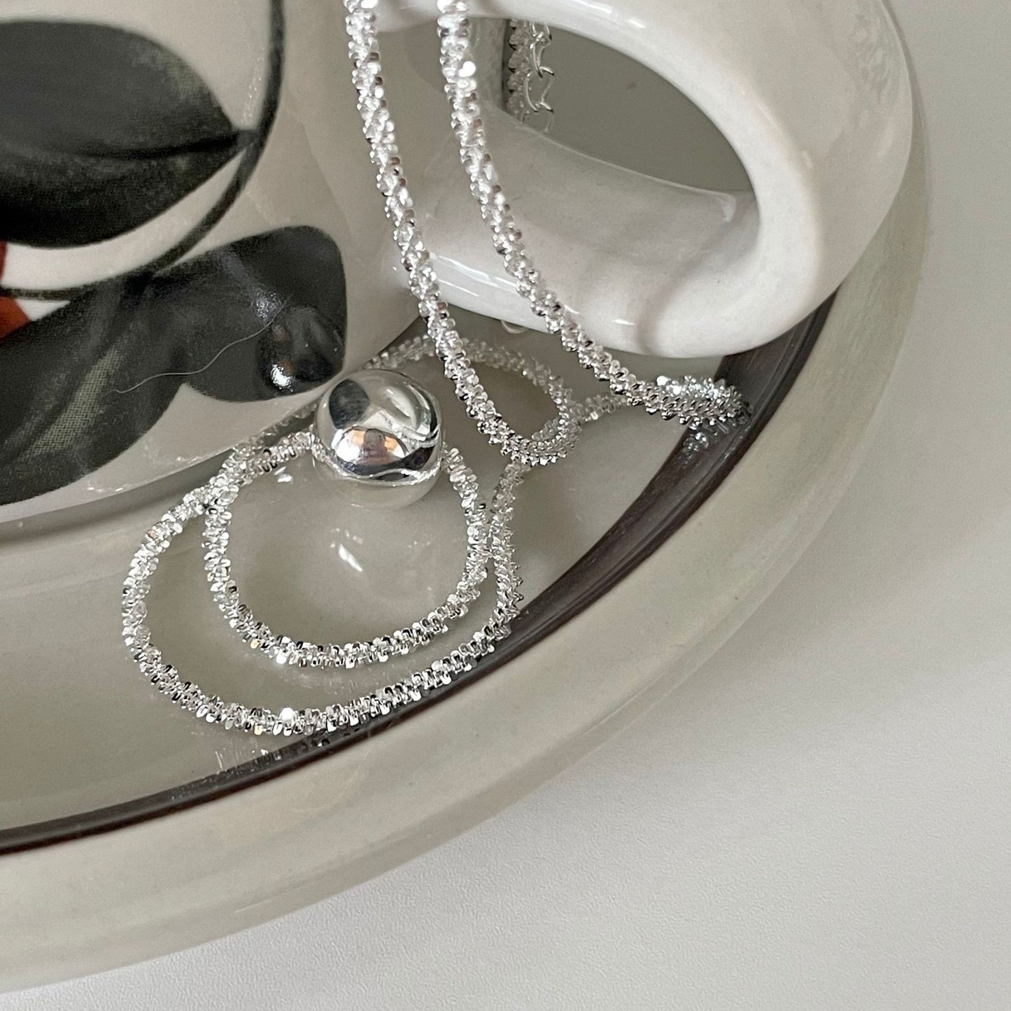 Collana minimalist in argento sterling 925 con pallina geometrica rotonda