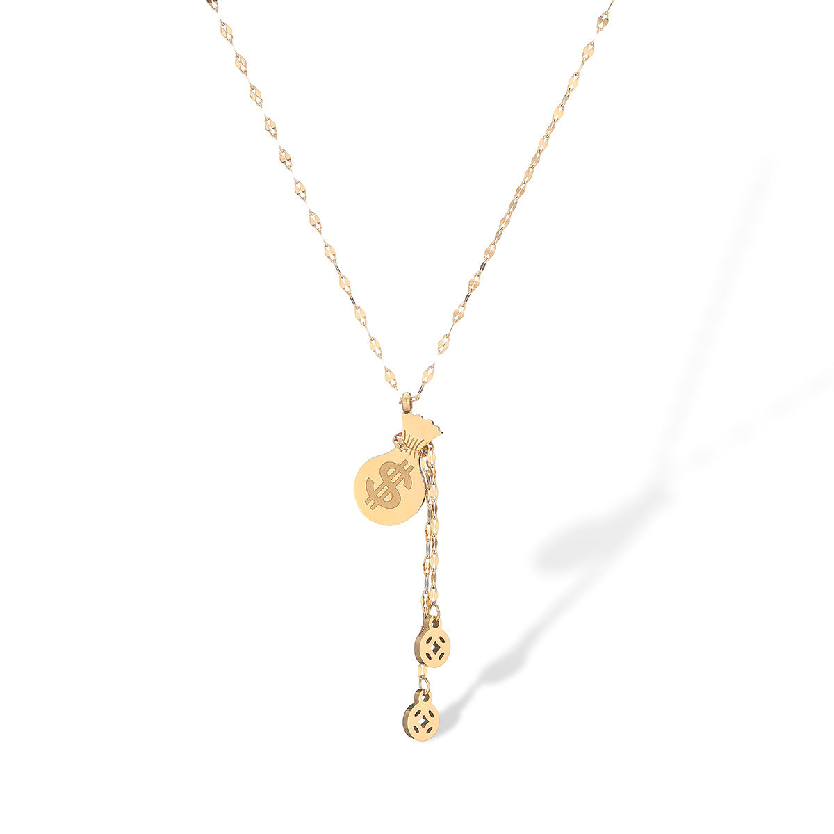 Collana Pendente Cuore Irregolare Geometrico Minimalista da Donna in Acciaio al Titanio con Placcatura in Oro