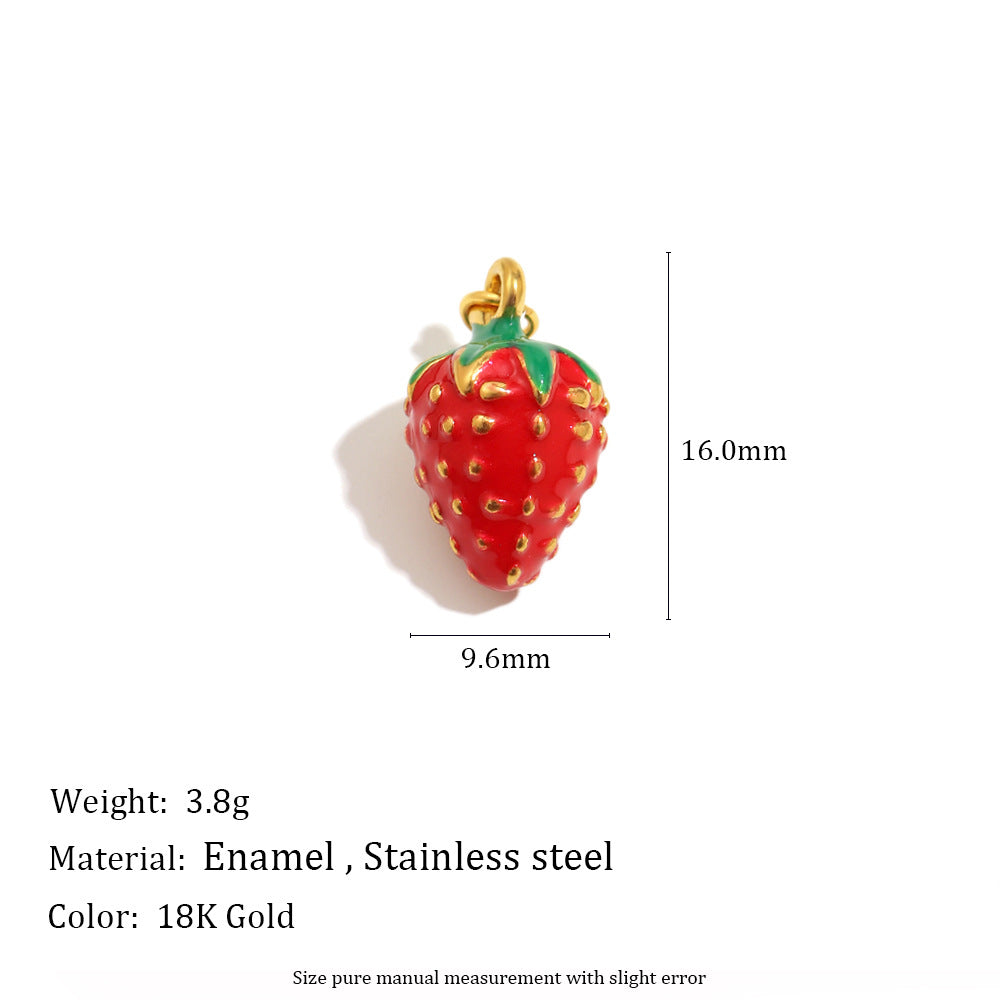Elegant 18K Gold Plated Stainless Steel Butterfly Flower Fruit Cubic Zirconia Charm Bar Pendant