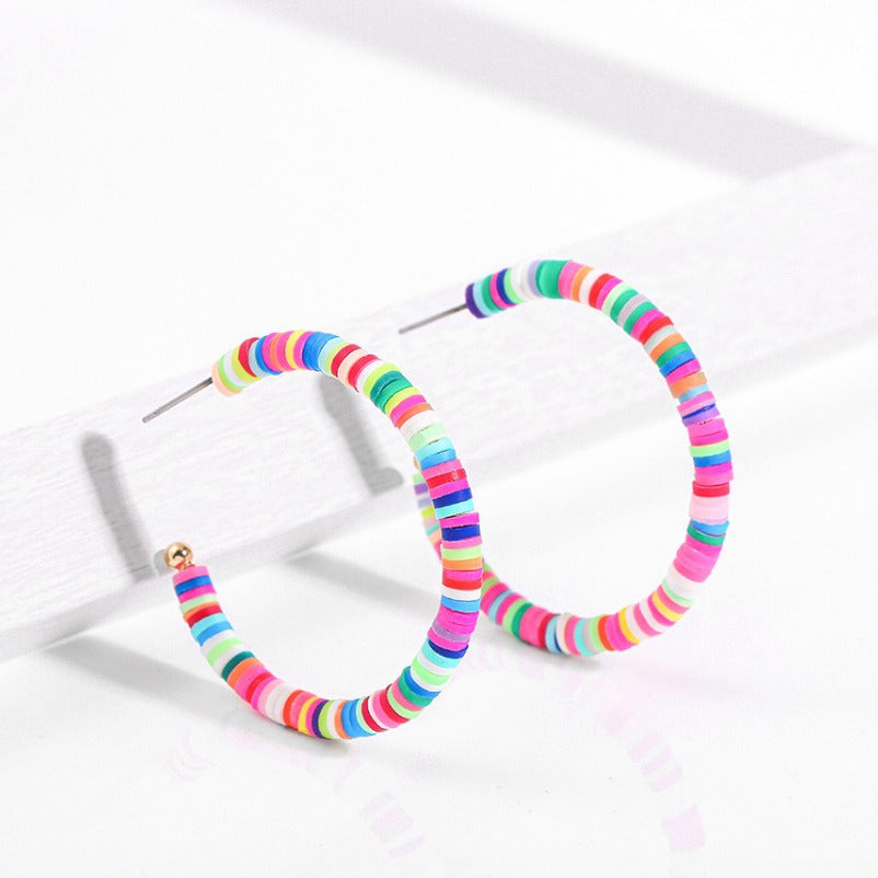 Orecchini Bohemian Geometrici Rotondi in Resina Fatti a Mano Colorati a Cerchio Unisex