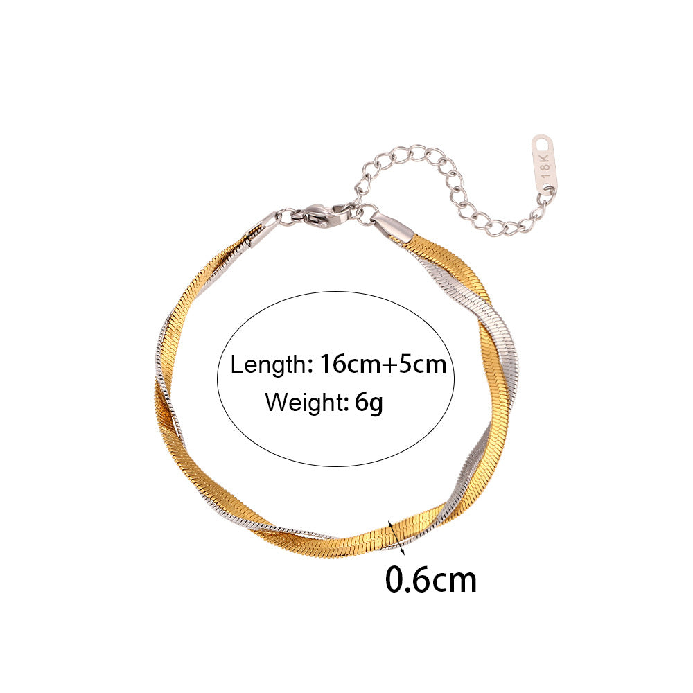 Minimalist Geometric Fishbone Collar Necklace Set with Stainless Steel Chain and Titanium Steel Pendant