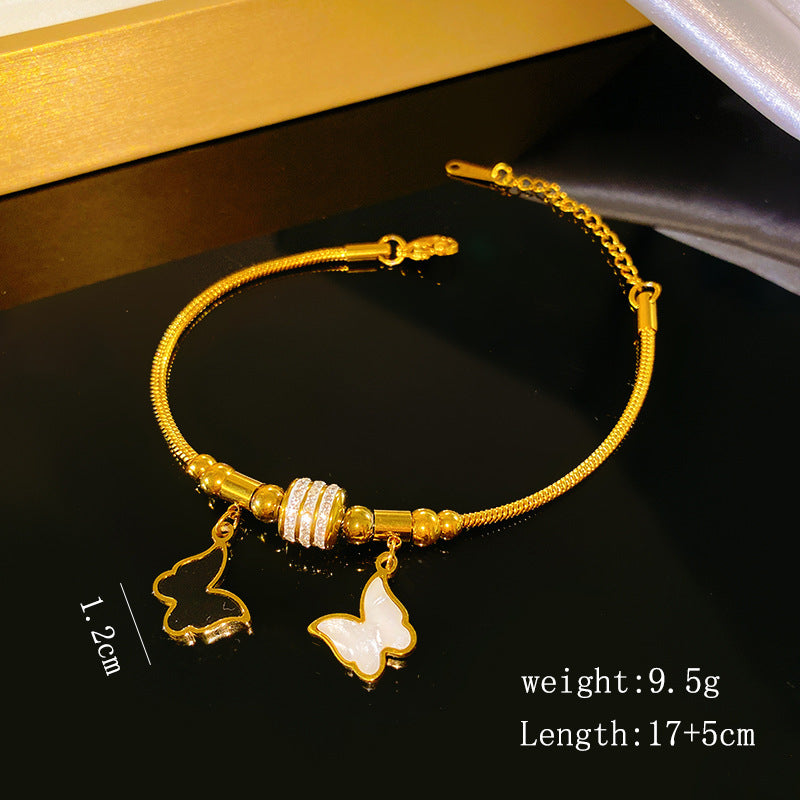 Luxury Geometric Titanium Steel 18K Gold Plated Bracelet for Women