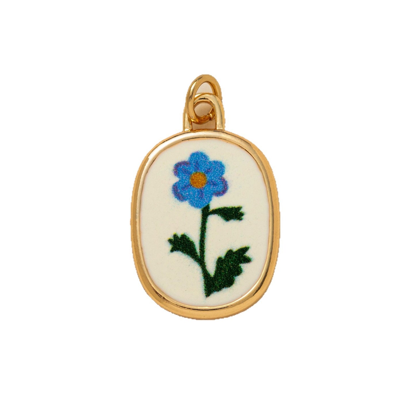 Minimalist Round Floral Brass Plated Shoe Charm Pendant