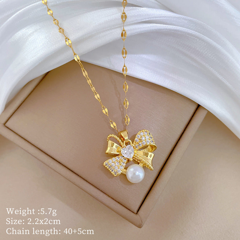 Collar de titanio con diamantes de imitación, cielo estrellado geométrico, para mujer, cadena de labios minimalista, estilo dulce