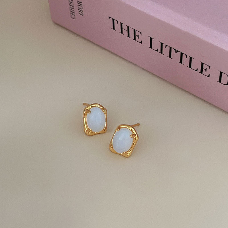 Minimalist Irregular Geometric Letter Stud Earrings in 925 Sterling Silver with Gold Plating