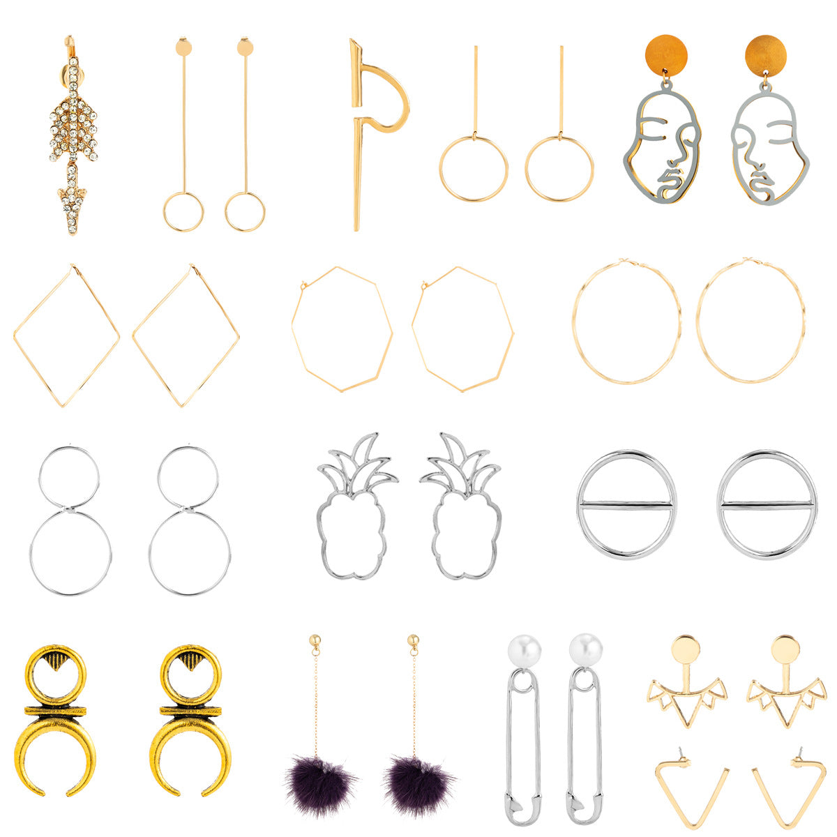 Minimalist Hip-hop Geometric Alloy Plated Earrings for Women