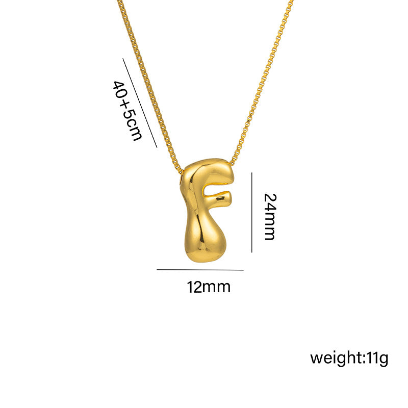 Bonito collar con dije de burbuja en forma de letra Q, estilo Q, de acero de titanio con chapado en oro de 18 quilates para mujer