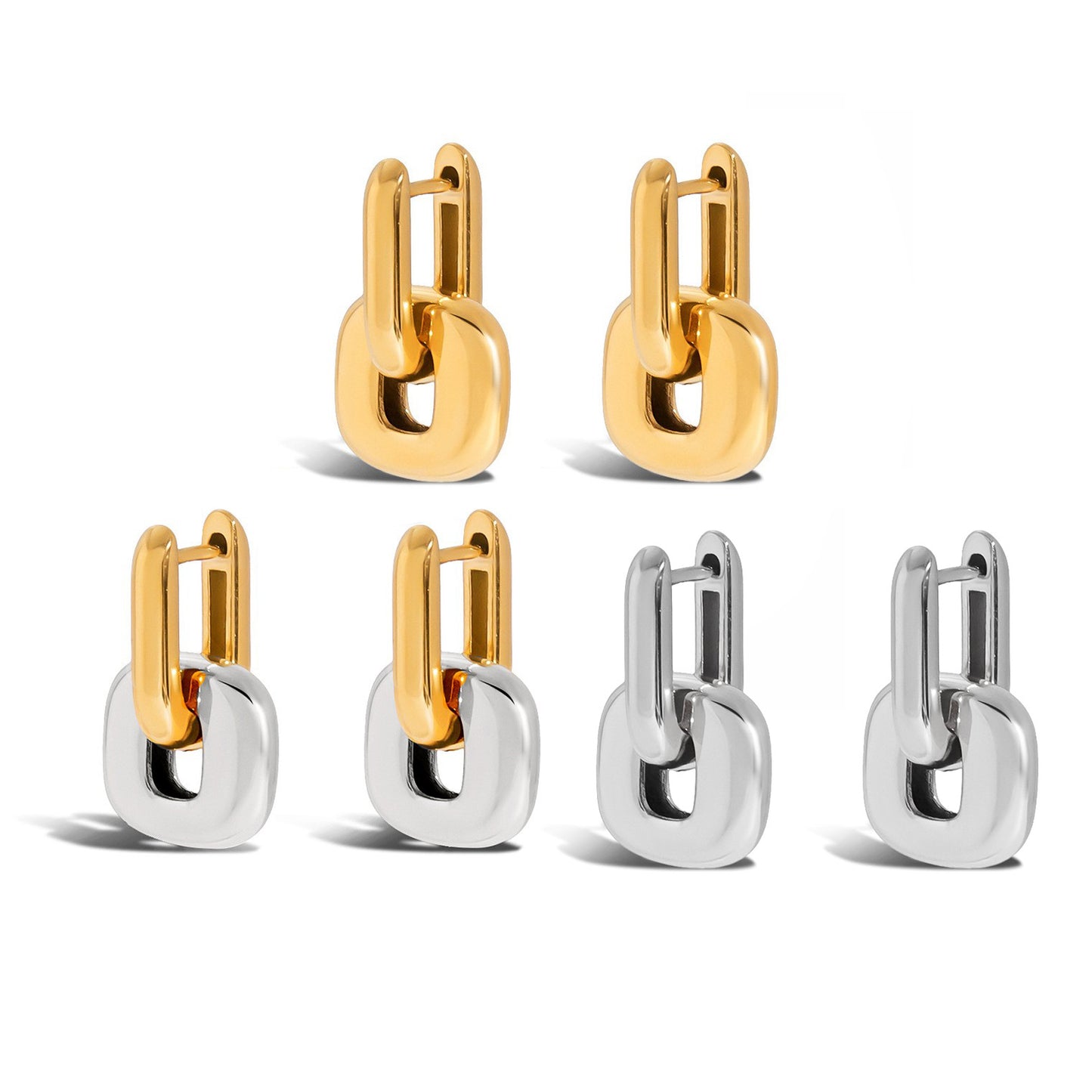 Elegant Geometric Square Stainless Steel Plated Stud Earrings for Women
