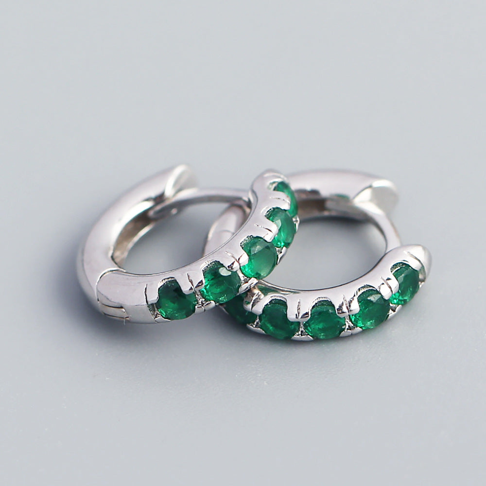 Orecchini a Cerchio di Lusso in Argento Sterling 925 con Zirconi Cubici Colorati Geometrici