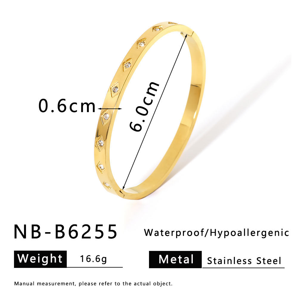Bracciale Minimalista Stella Luna Occhio Ottagramma in Acciaio Inossidabile con Placcatura Oro 18K