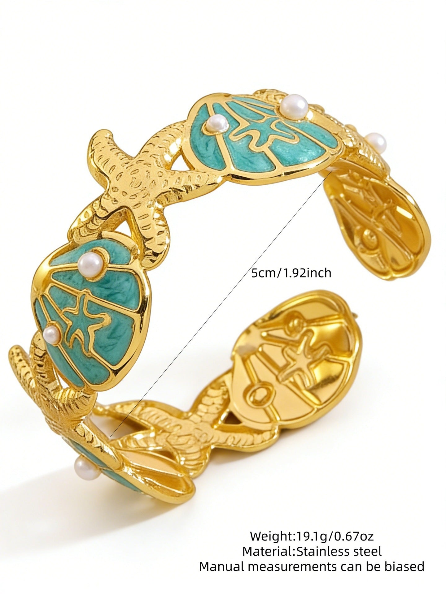 Elegante Pulsera Abierta de Lujo Floral con Esmalte de Aceite de Acero Inoxidable y Titanio con Cereza