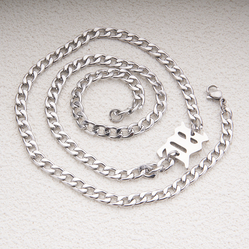 Geometric Cuban Link Necklace in Stainless Steel with Electroplated Finish for Unisex Daily Wear