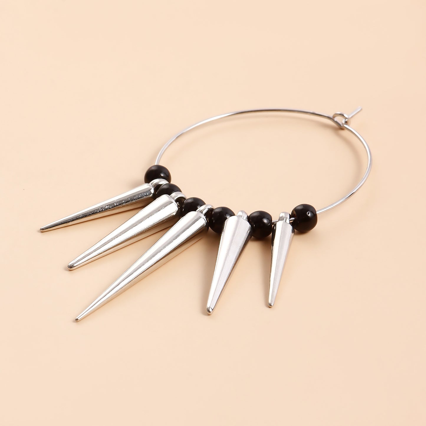 Punk Dark Chic Geometric Alloy Hoop Earrings with Plated Finish for Women