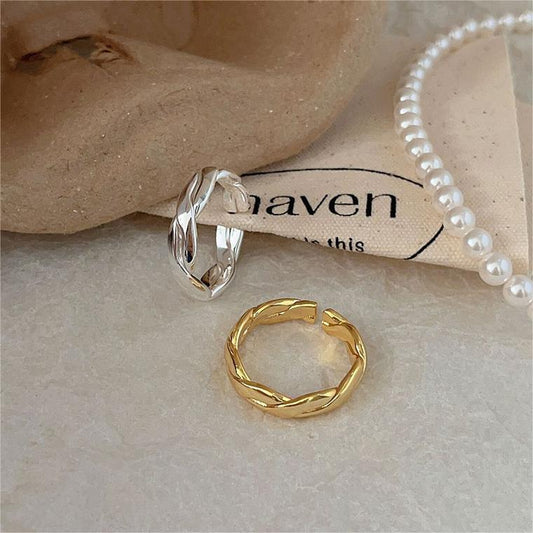 Sweet 925 Sterling Silver Geometric Line Ring for Women