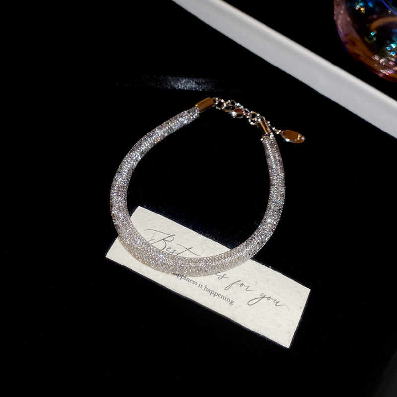Luxury Elegant Geometric Floral Brass Bracelet with Cubic Zirconia Inlay for Women