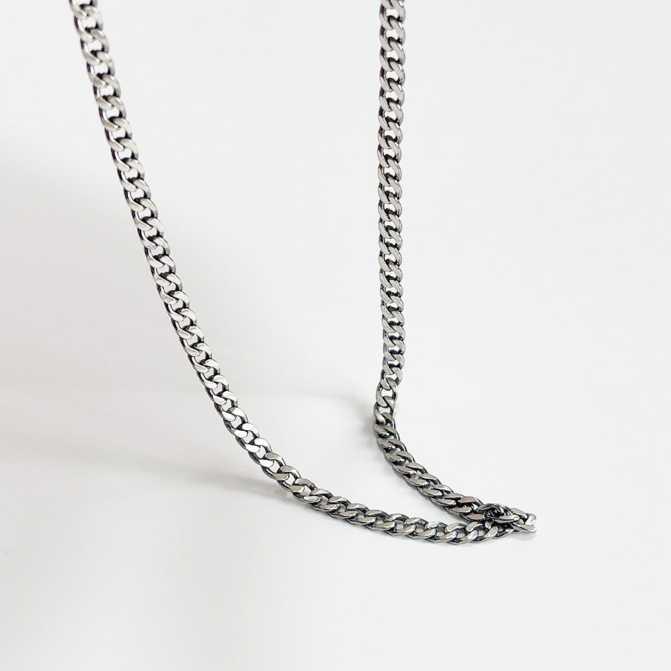 Gargantilla de plata de ley 925 para mujer, collar con medallón redondo geométrico minimalista retro vintage, cadena corta