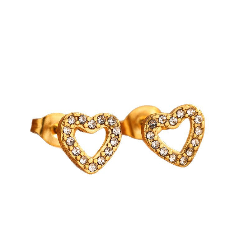 Elegant Heart Cubic Zirconia Plated Stainless Steel Necklace and Earring Set for Women