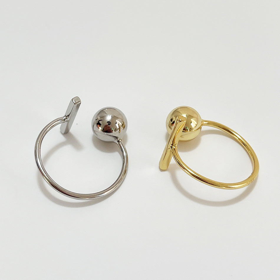 Anillo Geométrico Redondo Minimalista de Plata de Ley 925 para Mujer