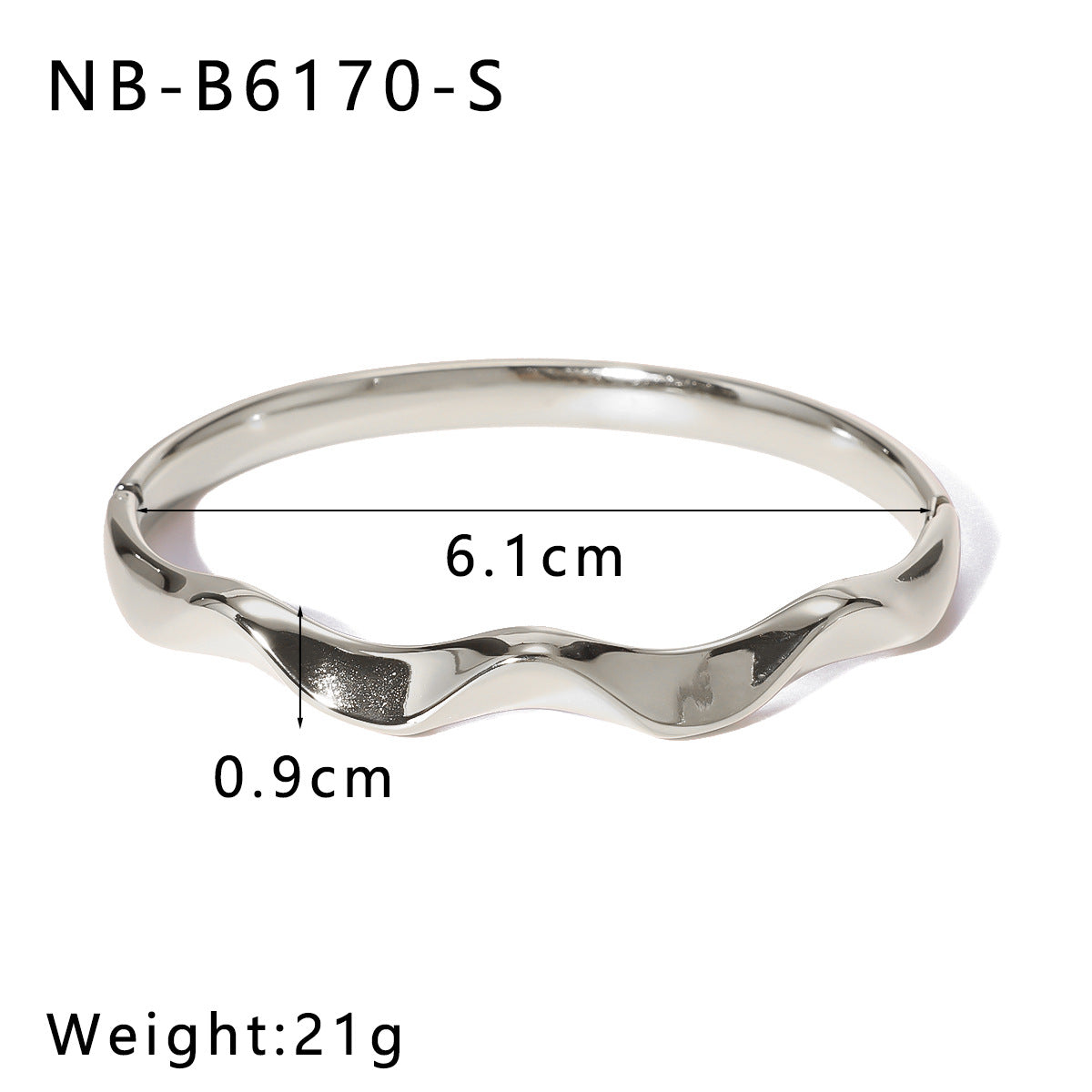 Bracciale da donna in acciaio al titanio con texture a onda minimalista, placcato sottovuoto