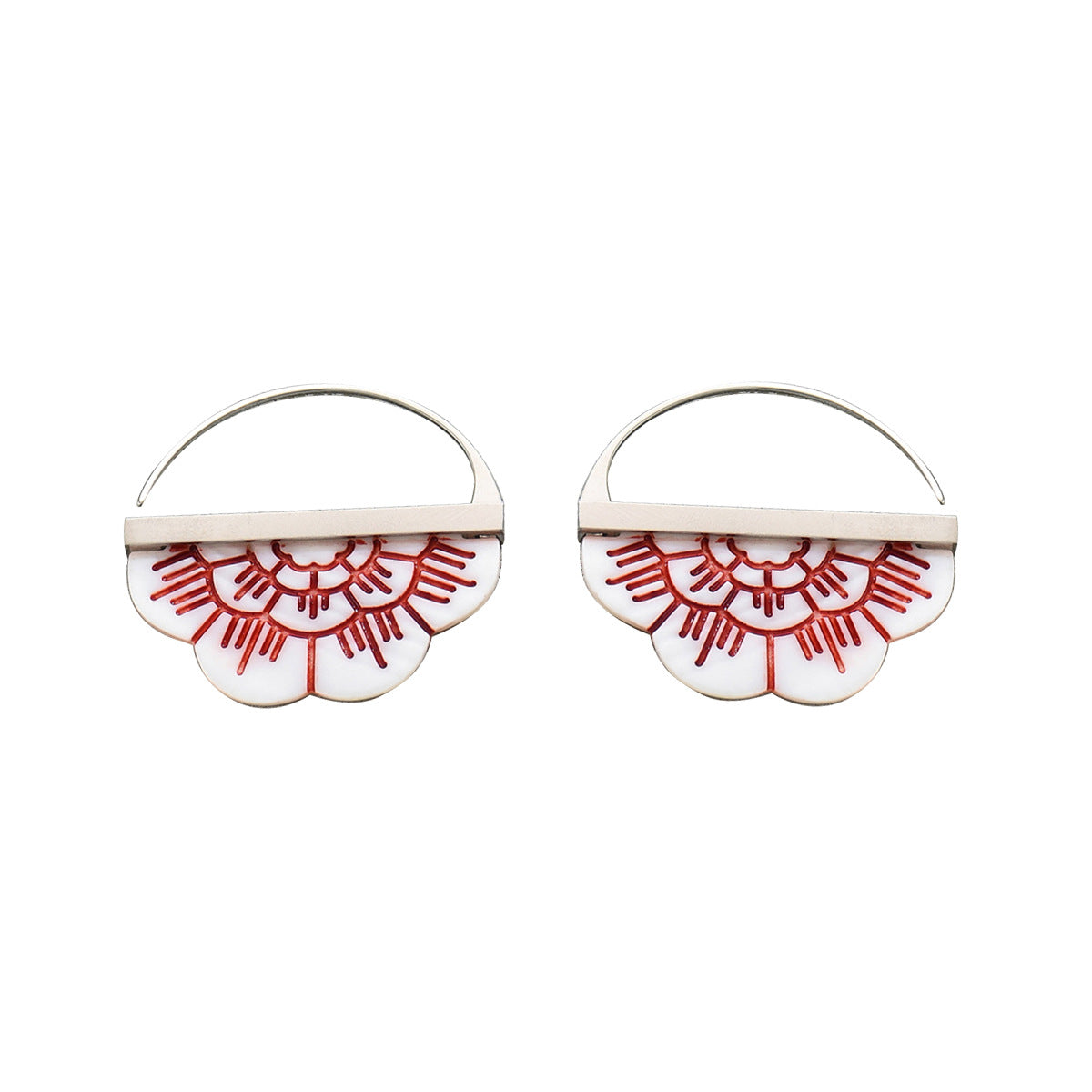 Pendientes de flor de esmalte geométricos minimalistas para mujer en cobre ecológico con postes de acero inoxidable