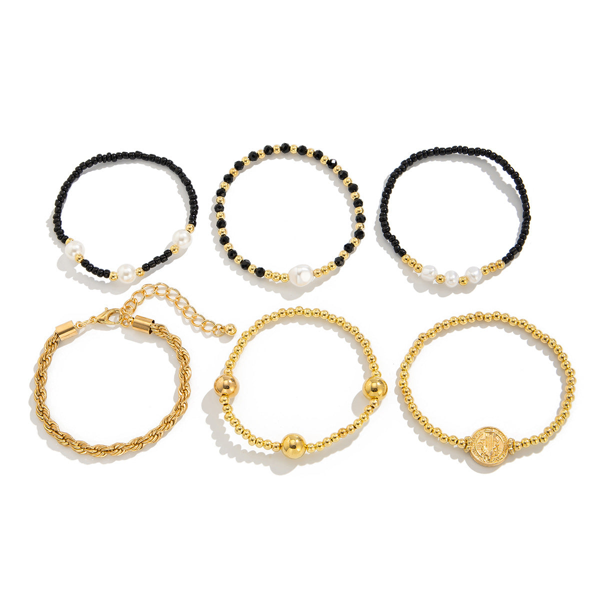 Bracciale in stile bohémien con perline colorate, ciondolo a croce in perla sintetica e nappine decorative