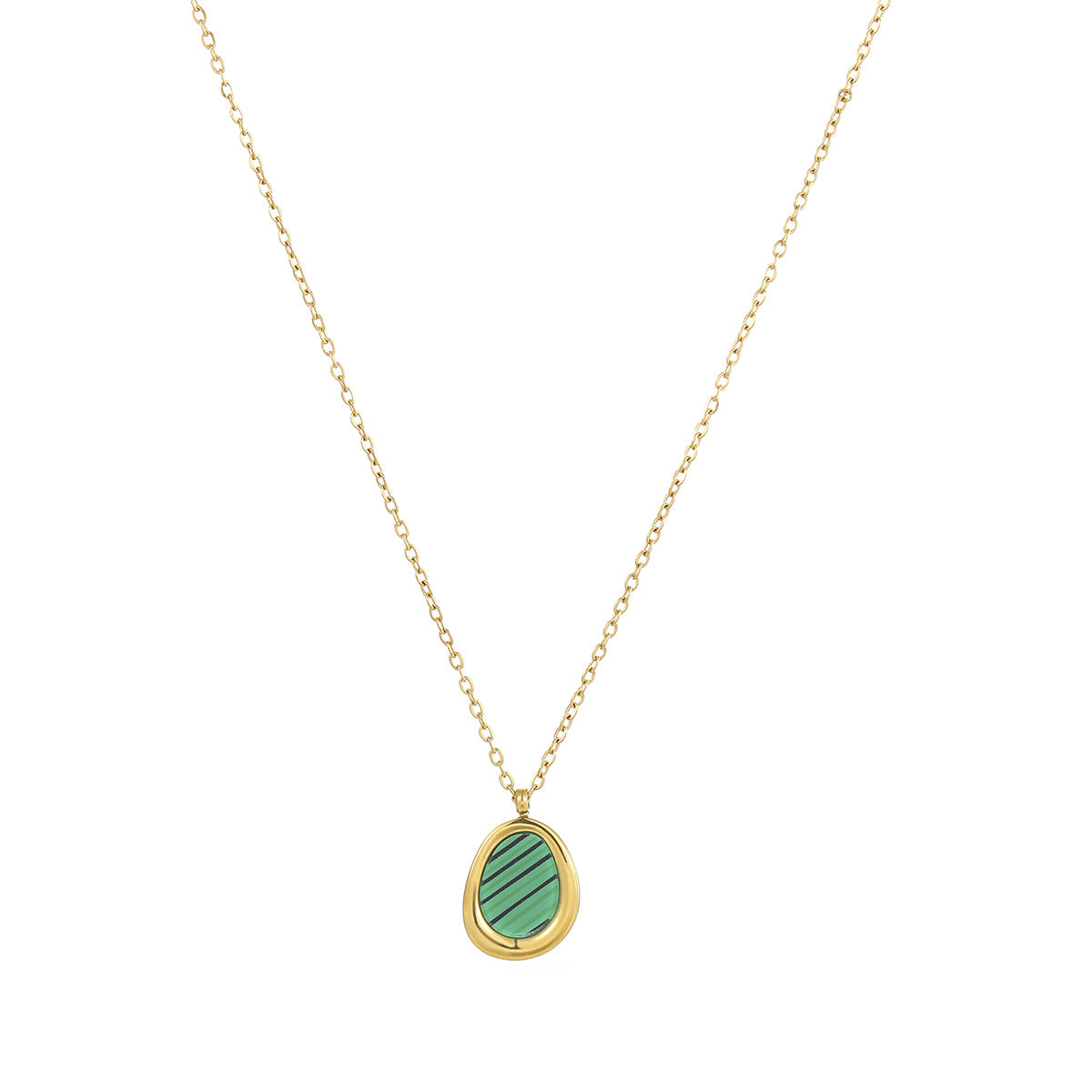 Collana pendente geometrica minimalista da donna in acciaio inossidabile placcato oro, catena leggera a clavicola