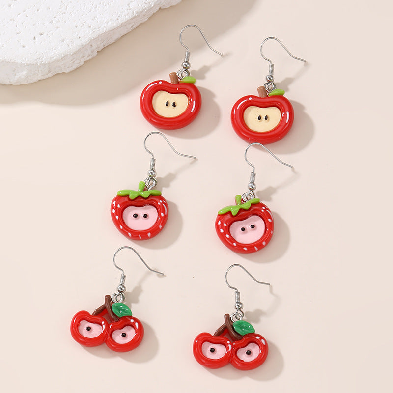 Orecchini a perno per bambini in resina plastica a forma di fiocco minimalista con design a frutta e petali a tema gelato colorato