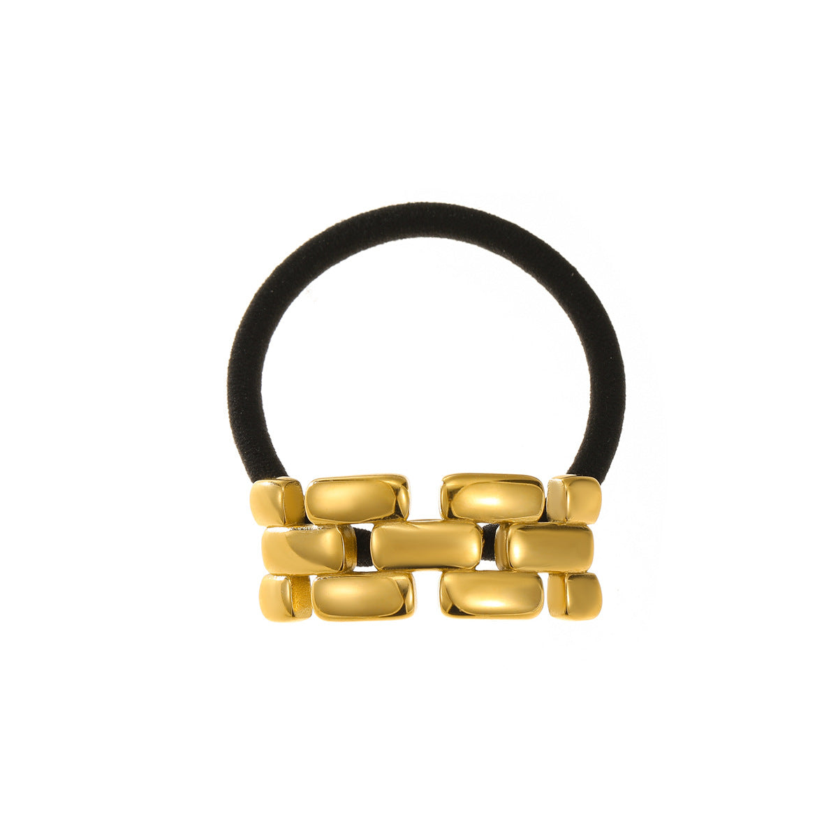 Coletero Geométrico de Acero Inoxidable de Alta Elasticidad para Mujer con Acabado Chapado, Accesorio para el Pelo Moderno y Versátil