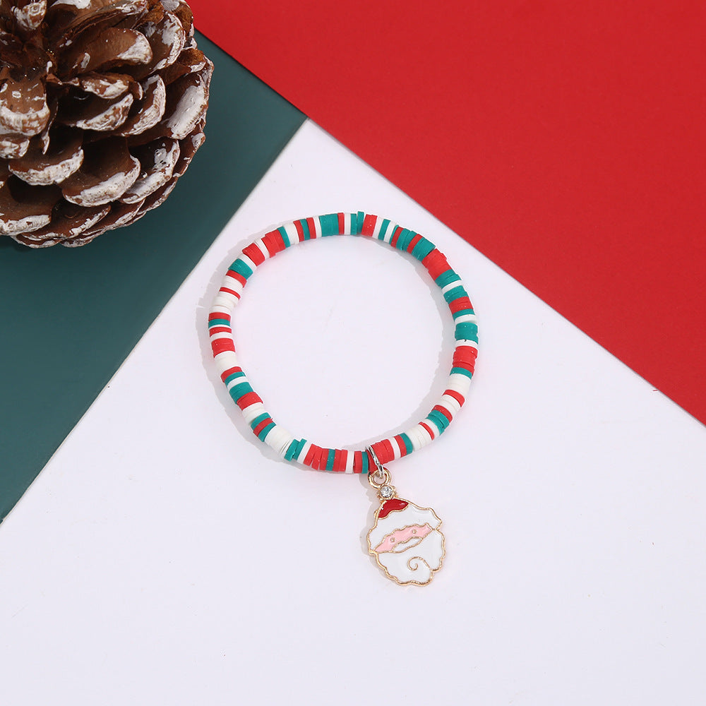 Casual Geometric Resin Beaded Bracelet with Christmas Charms for Unisex