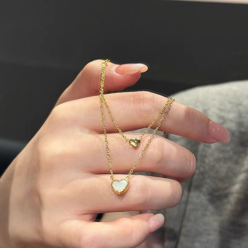 Minimalist Elegant Heart Titanium Steel Plated Necklace for Women