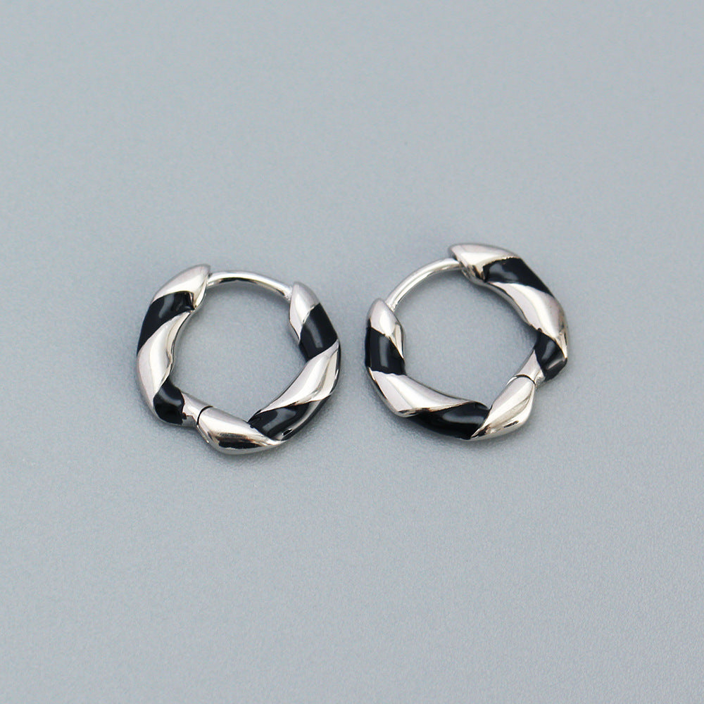 Orecchini a Cerchio da Donna in Argento Sterling 925, Smaltati a Olio a Spirale, Dolce, Colorati e Geometrici