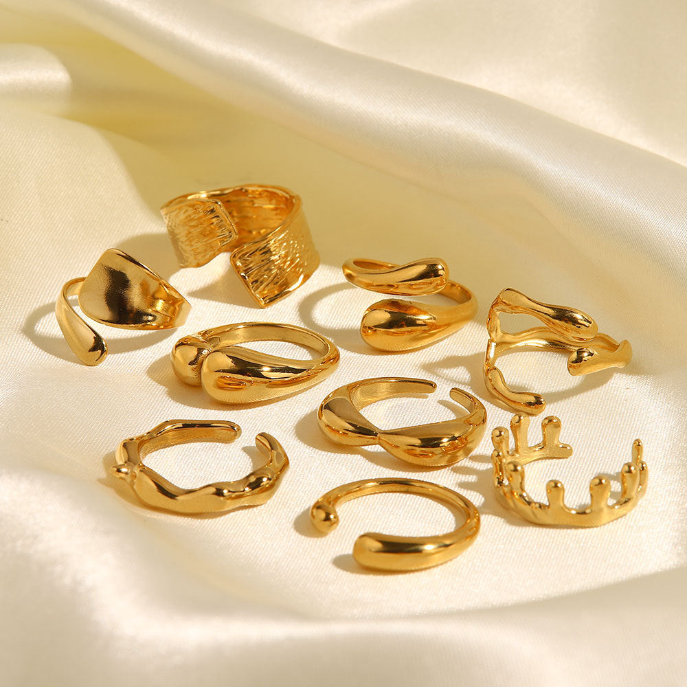 Anillo de acero inoxidable geométrico irregular para mujer con diseño de apertura ajustable, anillo de moda estilo Hip Hop