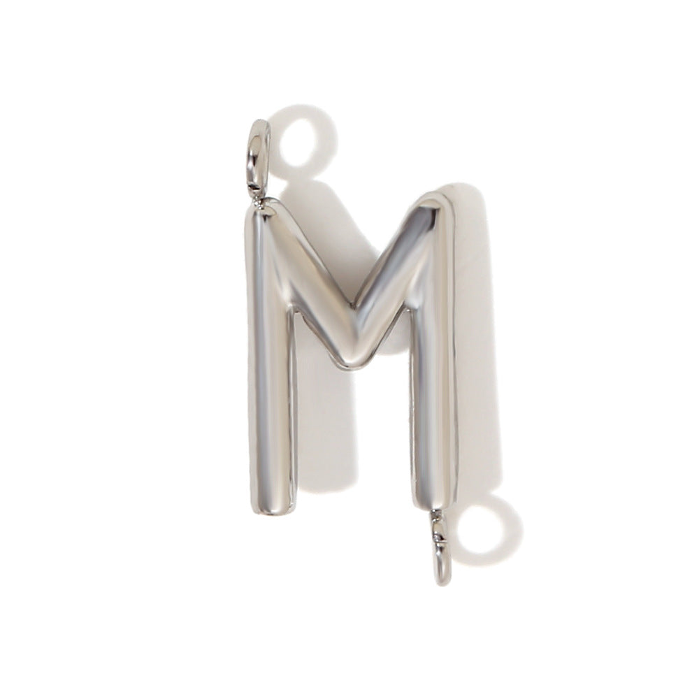 Minimalist 18K Gold Plated Stainless Steel Letter Charm Bar