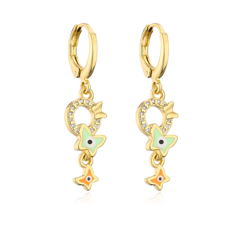 Minimalist Geometric Copper Earrings with 18K Gold Plating for Women