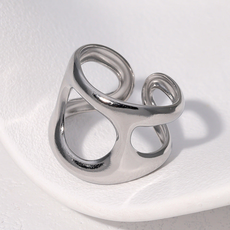 Anello Aperto Geometrico Minimalista da Donna in Acciaio Inossidabile Placcato Oro 18K
