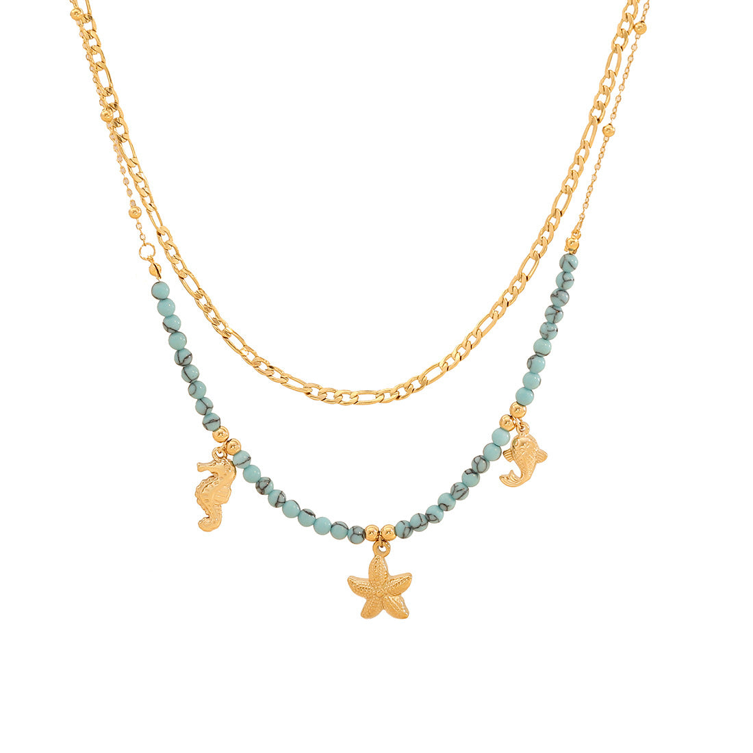 Bohemian Wave-Shaped Stainless Steel Pendant Necklace with Rhinestone-Inspired Shell Design on O-Chain for Women