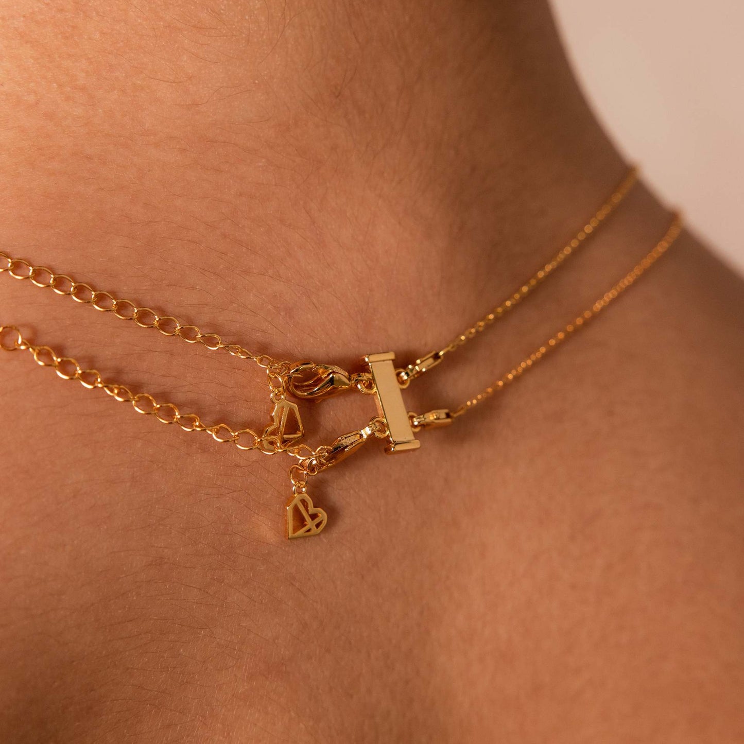 Vintage Geometric Stainless Steel PVD Gold Plated Lobster Clasp Charm Bar