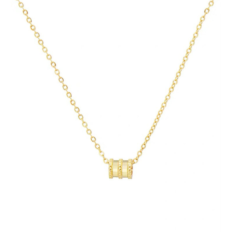 Minimalist Geometric Waist-Shaped Titanium Steel Necklace for Women with 18K Rose Gold Plating and O-Chain