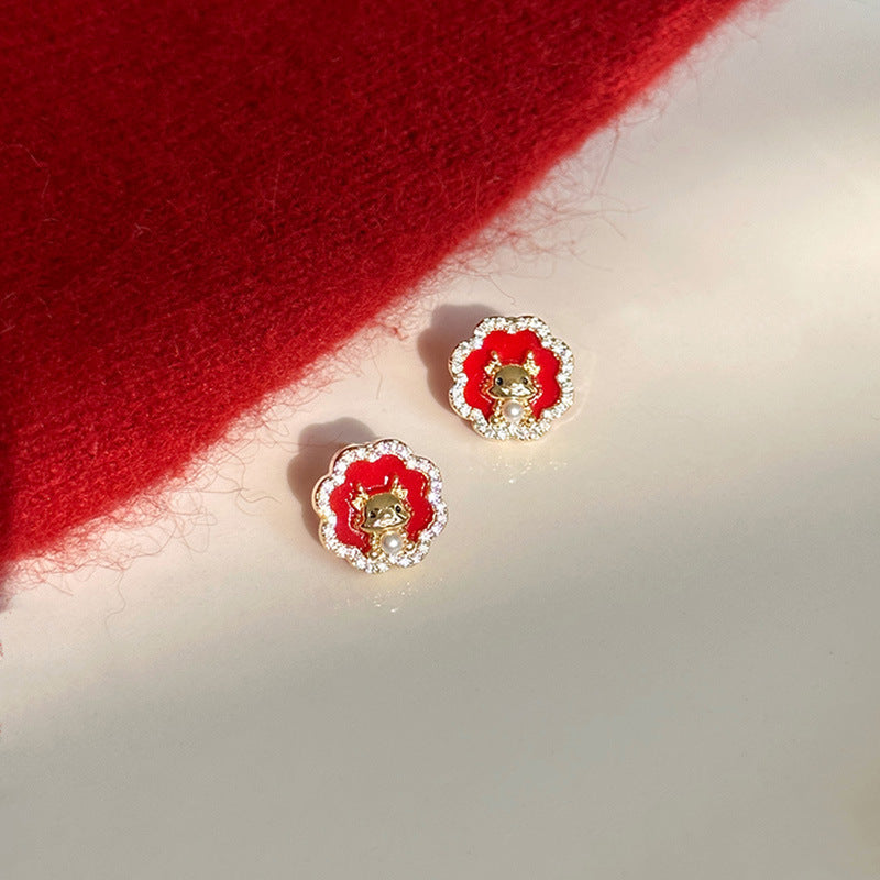 Fashionable Dragon-Shaped Zirconia Ear Cuffs for Women Stainless Steel Plated with Real Gold No-Piercing Ear Bone Clips