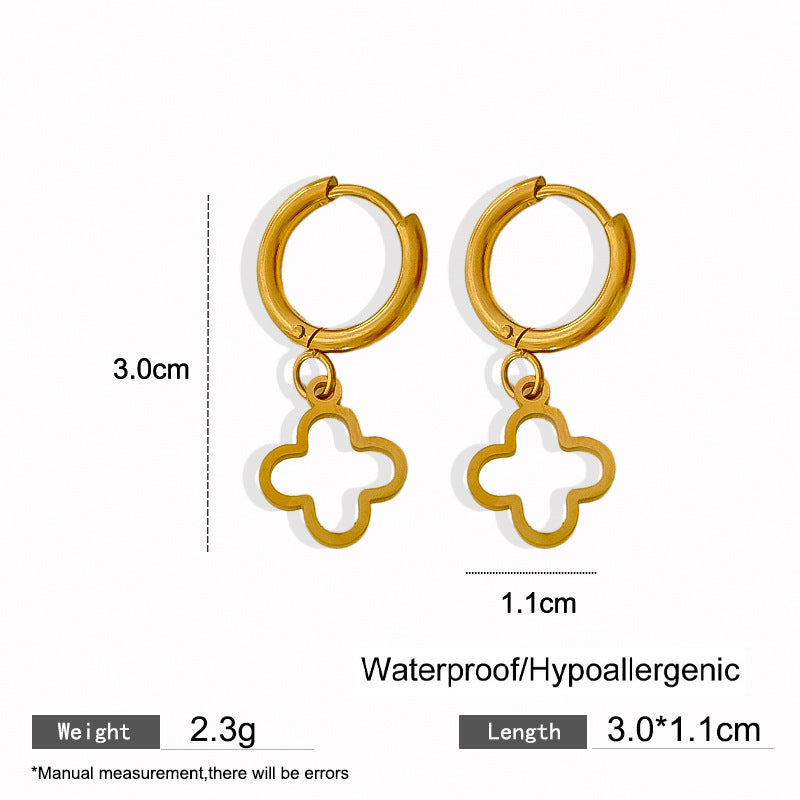 Elegant Titanium Steel Drip Oil Plated Stud Earrings for Women