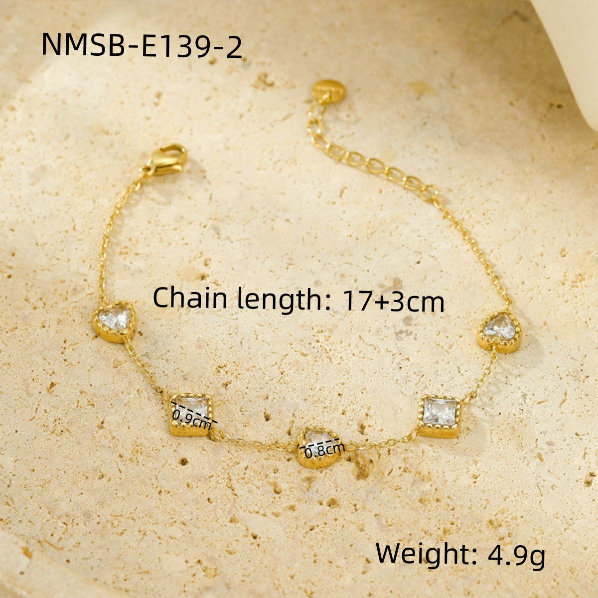 Fashionable Women's Heart-Shaped 18K Gold-Plated Titanium Steel Bracelet with Minimalist Geometric Design