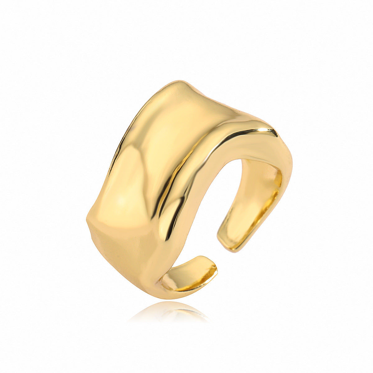 Anello Aperto da Donna Minimalista con Geometria Irregolare in Rame Placcato