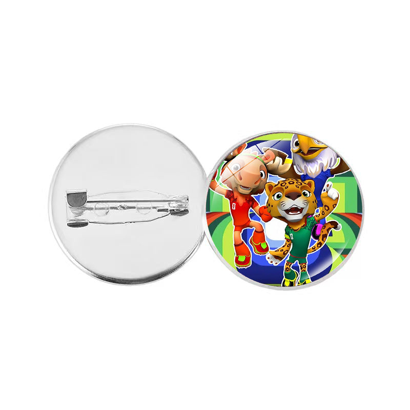Broche Charm de Barra Redondo Geométrico Chapado en Cristal Hecho a Mano para la Mascota del Mundial 2026